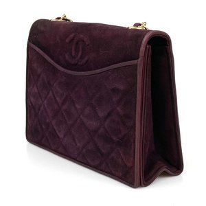 CHANEL Bag Shoulder Bag Suede leather Bordeaux Chain strap Authentic burgundy
